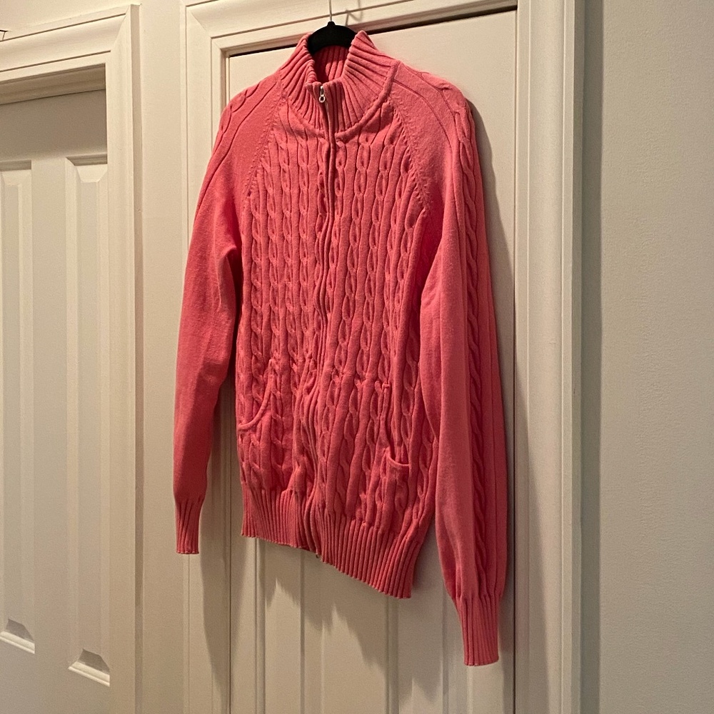IZOD peach/pink zip up sweater XL